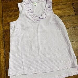 crown & ivy Lavender Ruffle V-Neck Tank